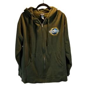 Marvel Universal Orlando Resort Full Zip Hoodie Men's L‎ Olive Green Superheroes